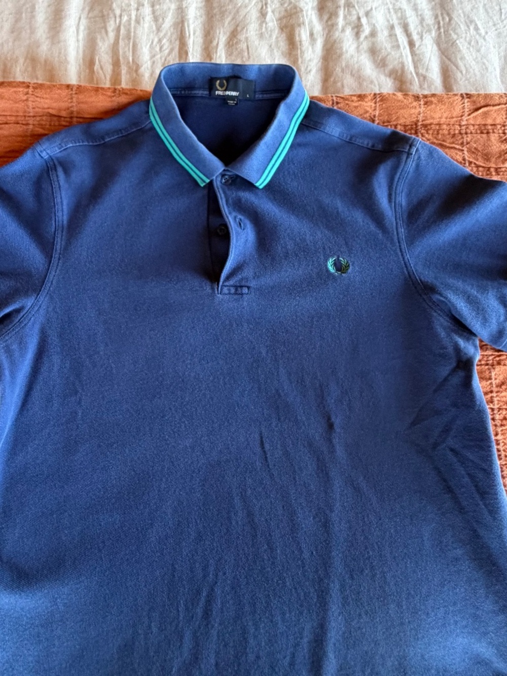 Lot of 2 Fred Perry Pique Polos, size large (these are trim shirts, fits like M)